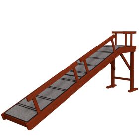 Wooden Dog Ramp with Removable Guardrails, Non-Slip Surface, 73" Long, Brown