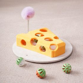 Cat Puzzle Toy With Ball And Spring-loaded Wand Felt Indoor Cat Toy Box Suction Cup Base Treat Puzzle Helps Cats Play Independently And Improves (Option: Yellow)